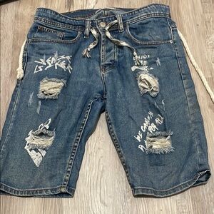 Zara Blue Jean Shorts Distressed Vintage Style